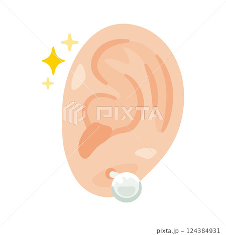 アクセサリーをした耳のイラスト 124384931