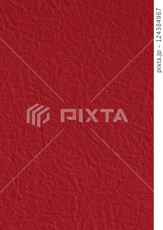 しわのある赤い和紙の背景テクスチャー 124384987