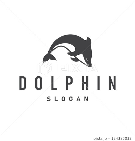 ocean animal silhouette design dolphin logo concept with black silhouette minimalist simple illustration of ocean product brand template ocean animal silhouette design dolphin logo concept with black silhouette minimalist simple illustration of ocean product brand template 124385032