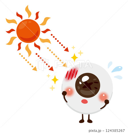太陽からダメージを受ける目のキャラクターイラスト 太陽からダメージを受ける目のキャラクターイラスト 124385267