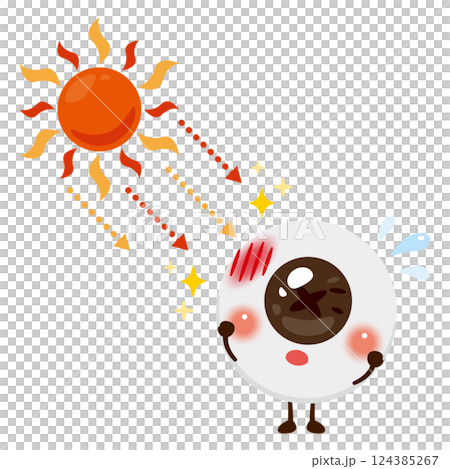 太陽からダメージを受ける目のキャラクターイラスト 太陽からダメージを受ける目のキャラクターイラスト 124385267