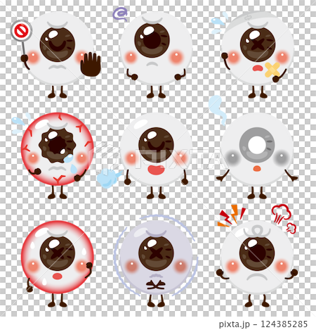 Characters with eyes in various states 124385285