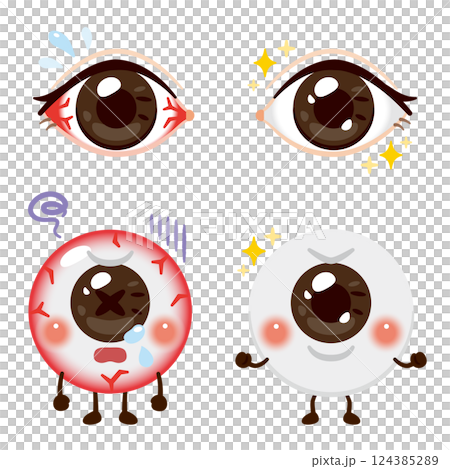 A character with gloomy eyes and a character with cheerful eyes 124385289