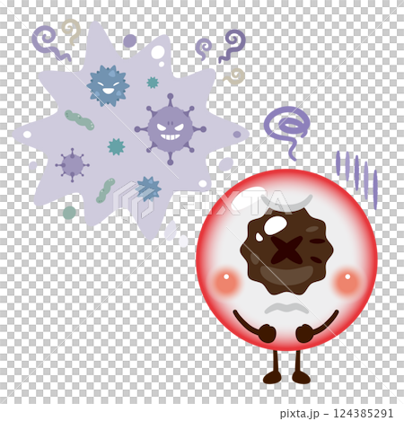 Virus infected eye character illustration 124385291
