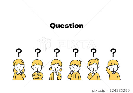 疑問を持つ子供たちのベクターイラストセット 質問 はてな 不思議 謎 好奇心 124385299