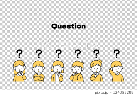疑問を持つ子供たちのベクターイラストセット 質問 はてな 不思議 謎 好奇心 124385299