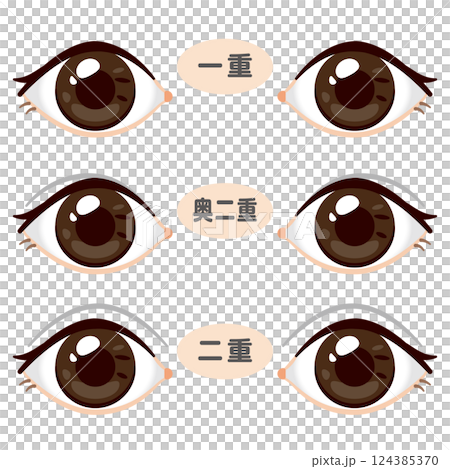 單眼、雙眼、深陷眼的插圖 124385370