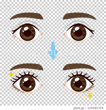 False eyelashes, extensions, eye illustration 124385374