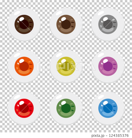 Various colored contact lenses, illustration, eyeball 124385376