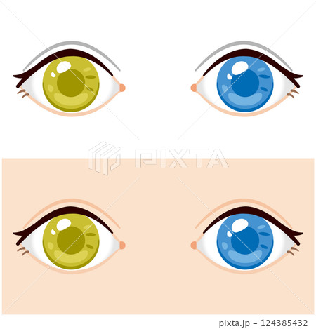 オッドアイの目のイラスト 124385432