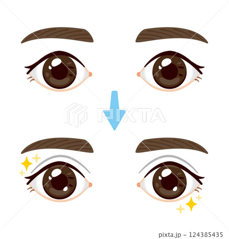 一重から二重になった目のイラスト 124385435