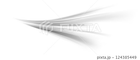 Grey wind line element. Light gris curve speed effect. Air stream flow wavy motion trace. Blowing wind wave concept. Swoosh and swirl stripe path design illustration. Vector grey swoosh element 124385449