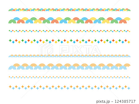 かわいいにぎやかな罫線の飾りイラスト かわいいにぎやかな罫線の飾りイラスト 124385717