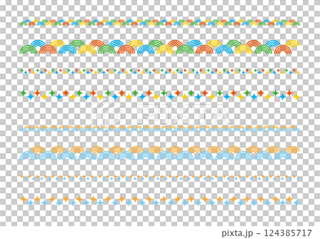 かわいいにぎやかな罫線の飾りイラスト かわいいにぎやかな罫線の飾りイラスト 124385717