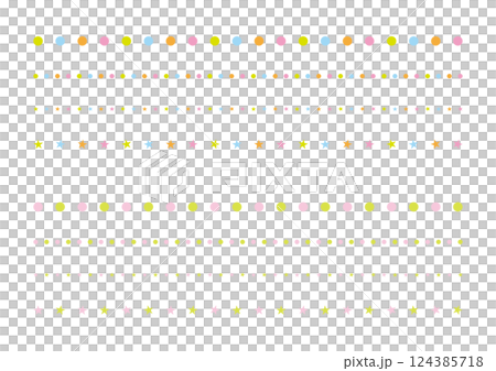 かわいいにぎやかな罫線の飾りイラスト 124385718