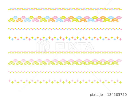 かわいいにぎやかな罫線の飾りイラスト かわいいにぎやかな罫線の飾りイラスト 124385720