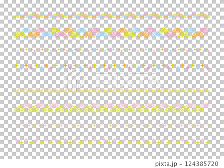 かわいいにぎやかな罫線の飾りイラスト かわいいにぎやかな罫線の飾りイラスト 124385720