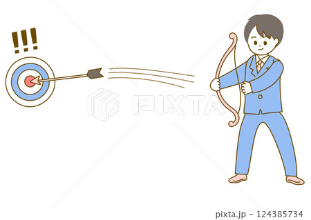 弓矢で的を射るビジネスマンのポップなベクターイラストのイラスト素材 [124385734] - PIXTA