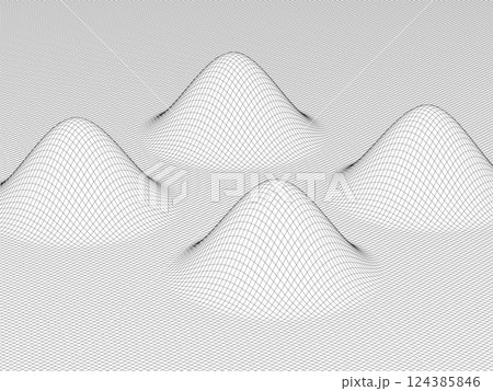 4つの隆起をあらわすワイヤーフレーム ベクターイラストレーション 4つの隆起をあらわすワイヤーフレーム ベクターイラストレーション 124385846