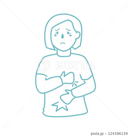 hand drawn stomachache concept illustration 124386139