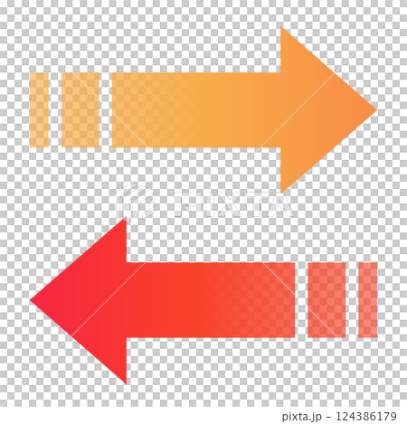 イラスト素材: 左右双方向の透過グラデーションのスタイリッシュな矢印　ビジネス　シンプル 124386179