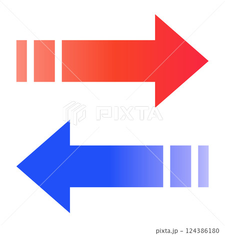 イラスト素材: 左右双方向の透過グラデーションのスタイリッシュな矢印　ビジネス　シンプル 124386180