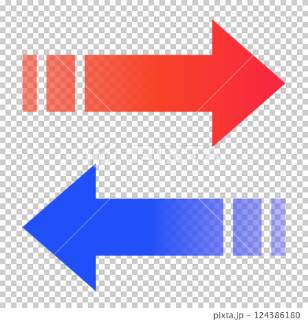 イラスト素材: 左右双方向の透過グラデーションのスタイリッシュな矢印　ビジネス　シンプル 124386180