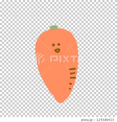 手描きのニコニコかわいいにんじんのイラスト 124386413