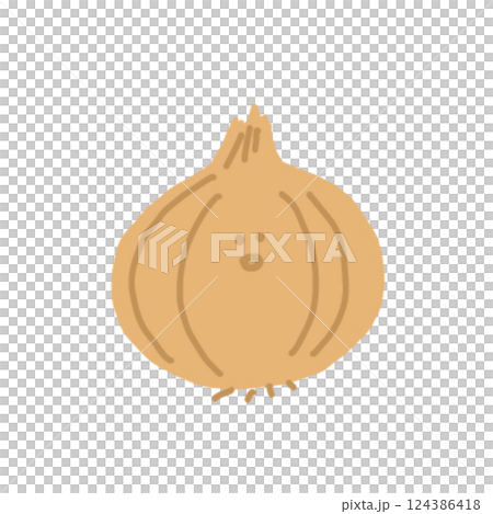Hand drawn illustration of a cute smiling onion Hand drawn illustration of a cute smiling onion 124386418