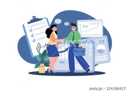 Customer Handshaking With A Marketing Agent 124386427