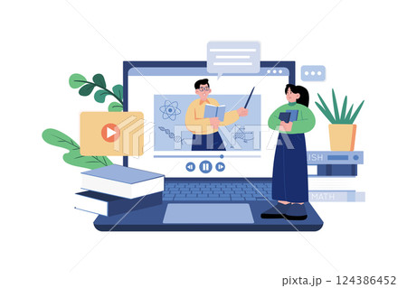 Girl Watching The Online Educational Video 124386452