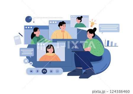 People Taking Knowledge By Video Call 124386460