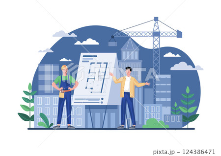 The Construction Team Working On A New Project 124386471