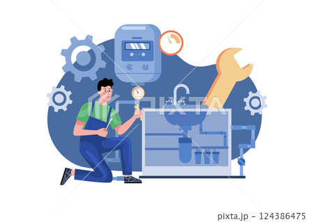Plumber Workers Working In The Home Plumber Workers Working In The Home 124386475