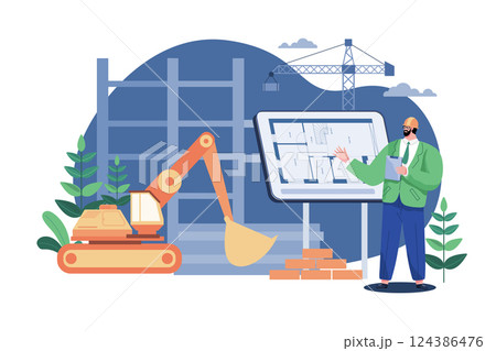 Real Estate Developer Checking Work Of Building Real Estate Developer Checking Work Of Building 124386476