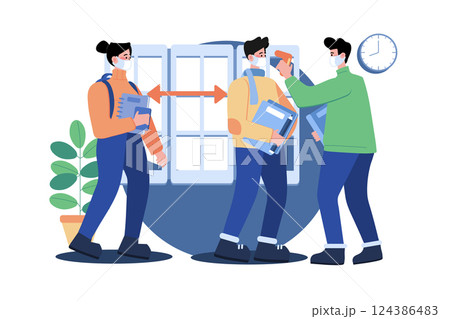 Social Distancing In University Illustration Concept 124386483