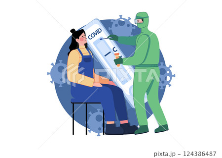 Doctor Doing Corona Test Of The Girl Illustration concept Doctor Doing Corona Test Of The Girl Illustration concept 124386487