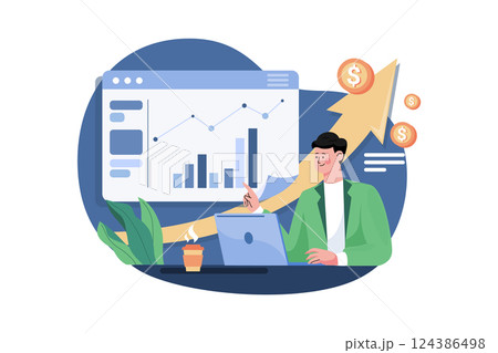 Employees Working On Sales Growth 124386498