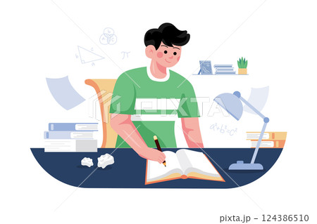 Students Studying At Home Illustration concept on white background 124386510