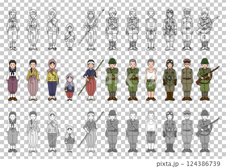 戦時中の人物のセット 124386739