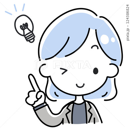 ひらめくスーツ姿の女性のイラスト 124386824