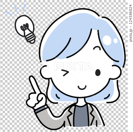 ひらめくスーツ姿の女性のイラスト 124386824