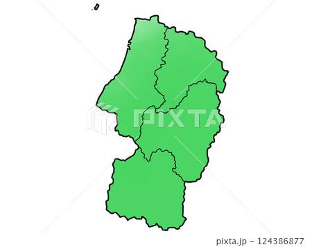 少しゆるい山形県地図 地域分け 124386877