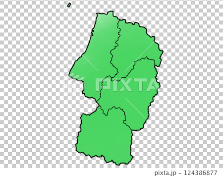 少しゆるい山形県地図 地域分け 124386877