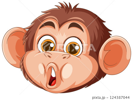 Expressive Cartoon Monkey Face Illustration 124387044