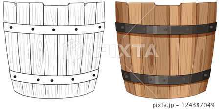 Wooden Barrel Vector Illustration 124387049
