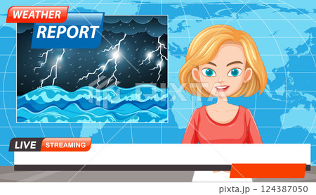 Animated Weather Report Illustration Animated Weather Report Illustration 124387050