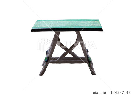 Concrete table made to resemble wood isolated on a white background Concrete table made to resemble wood isolated on a white background 124387148