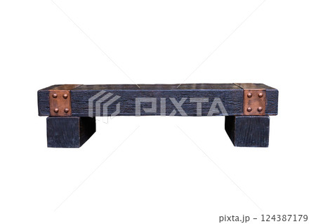 Concrete Long bench made to resemble wood isolated on a white background Concrete Long bench made to resemble wood isolated on a white background 124387179