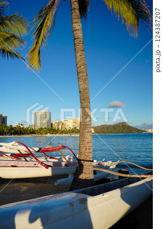 海岸から見たダイヤモンドヘッド 124387207